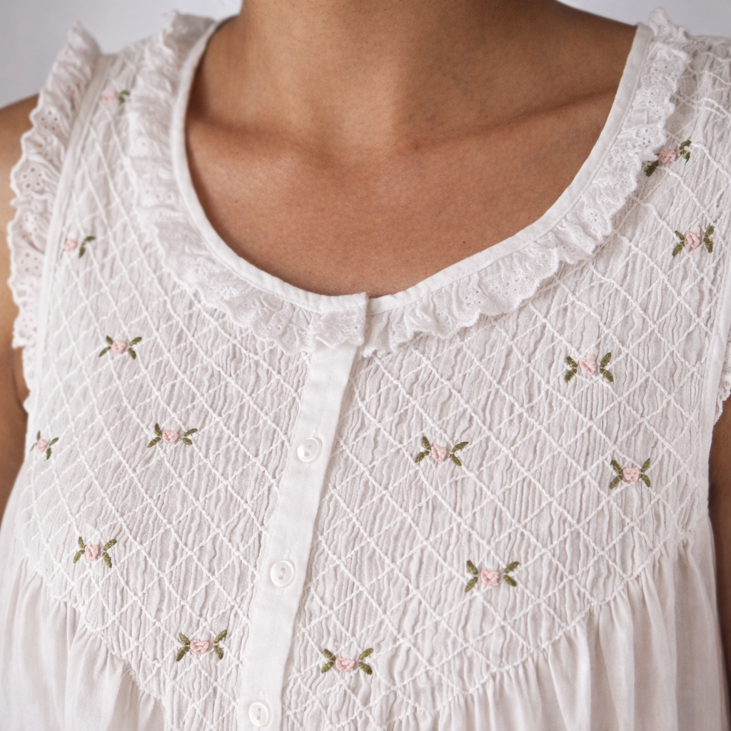 Nightwear Amelia White Cotton Nighty