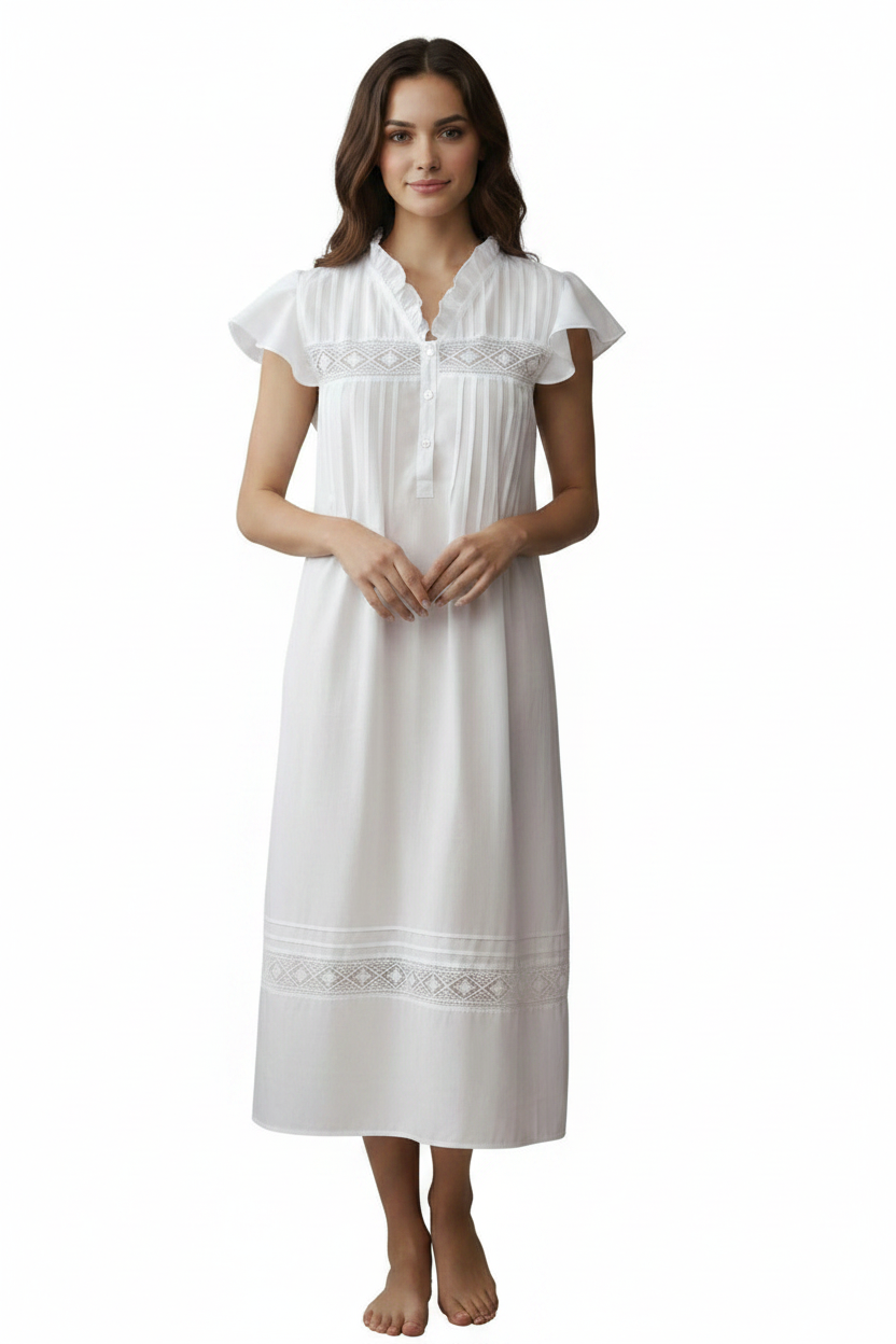 Nightwear Christina White Cotton Nightie