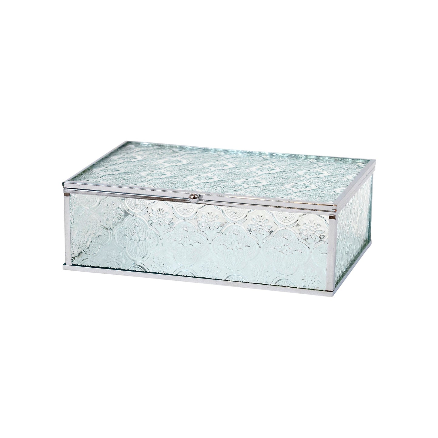 Filigree Glass and Silver Jewellery Box