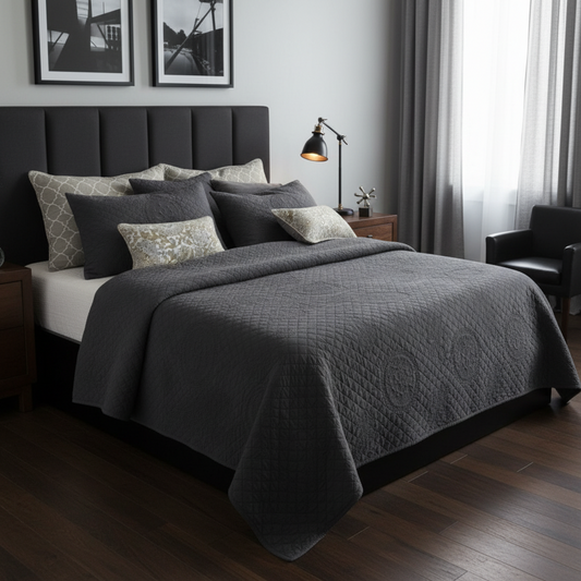 Charcoal Queen/King Quilt and Pillowcase Set