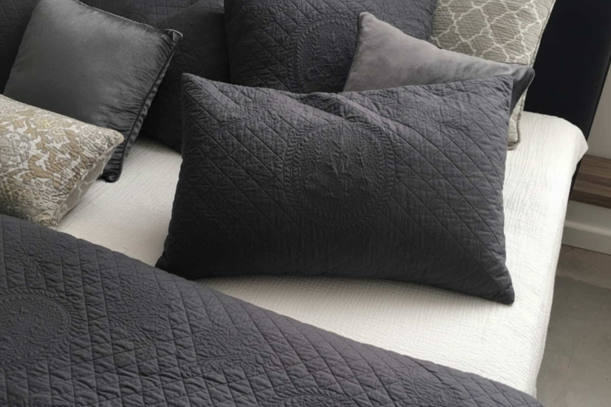 Charcoal Queen/King Quilt and Pillowcase Set