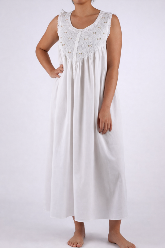 Nightwear Amelia White Cotton Nighty