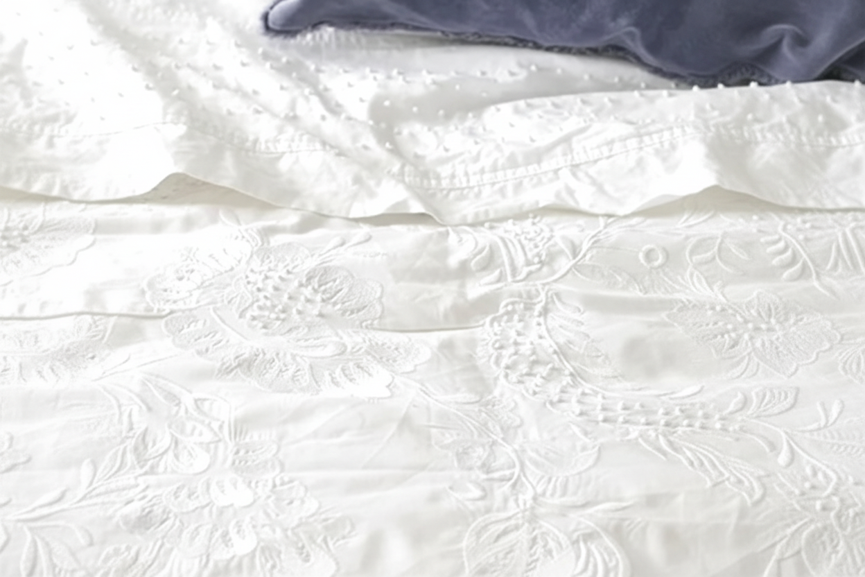 Embelli White Embellished King size Quilt Cover