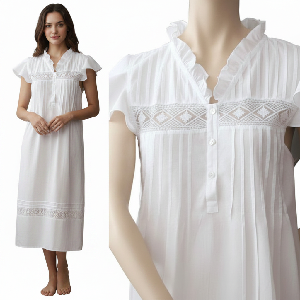 Nightwear Christina White Cotton Nightie