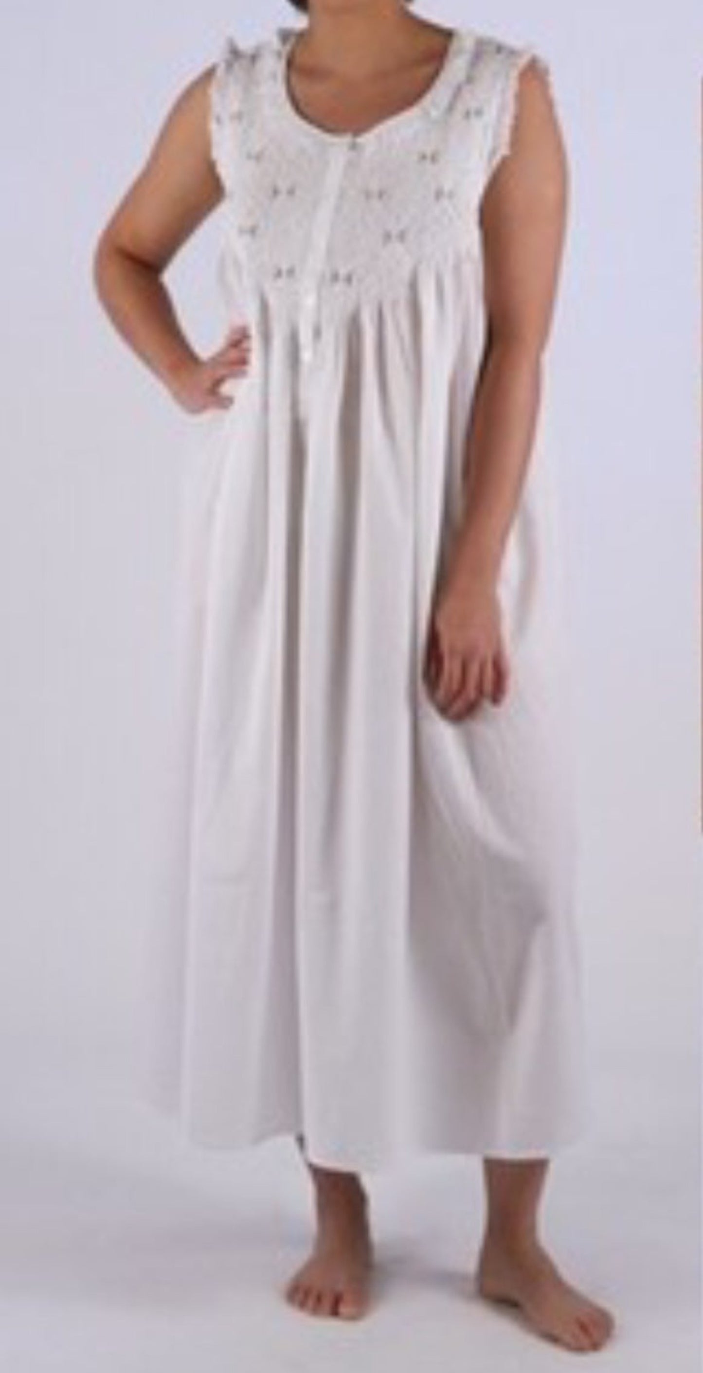 Nightwear Amelia White Cotton Nighty