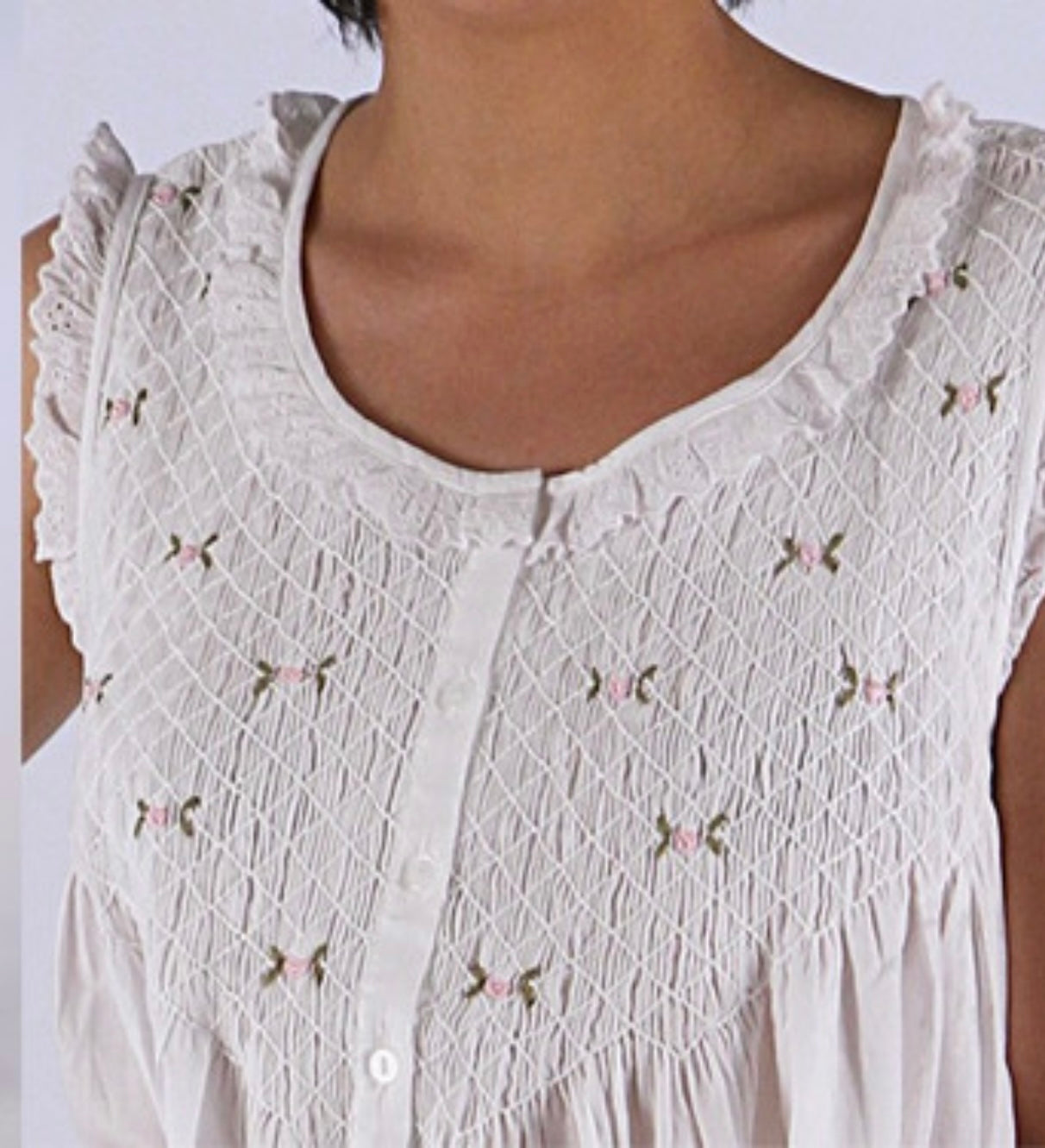 Nightwear Amelia White Cotton Nighty