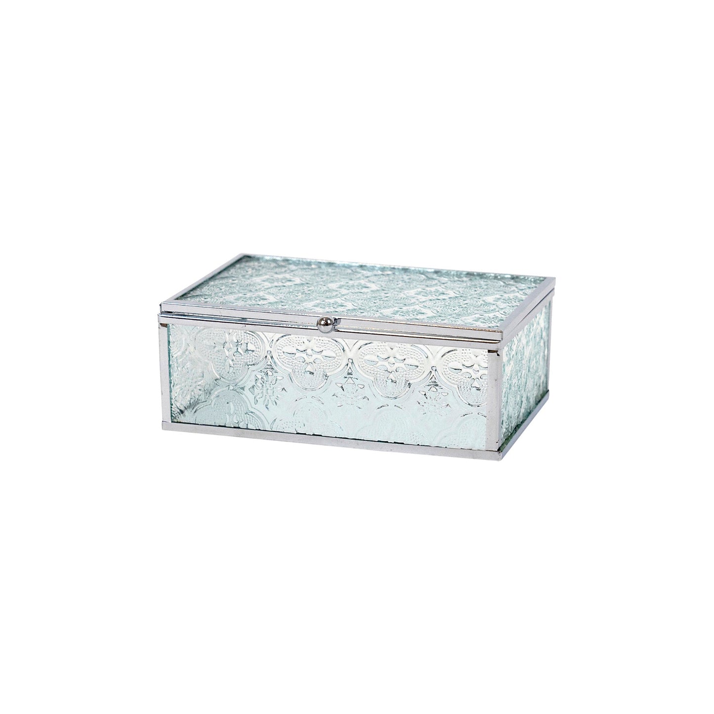 Filigree Glass and Silver Jewellery Box